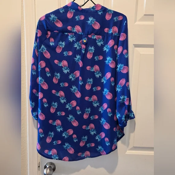 Wishful Park Blue Buttoned Blouse with Mandarin Collar - Picture 8 of 9